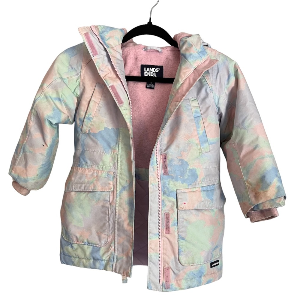 Lands End kids winter squall jacket. Tie dye size 4-5 grow a long
